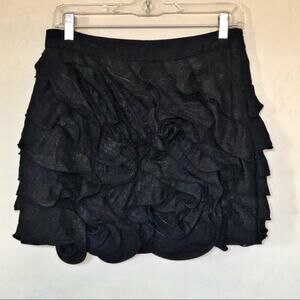 MM Couture Black Layered Ruffle Mini Skirt Small S Y2K Goth Skater Skirt Vintage